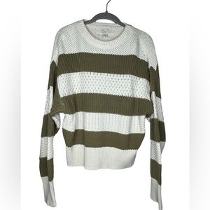Olive & Off-White Womens Striped Sweater